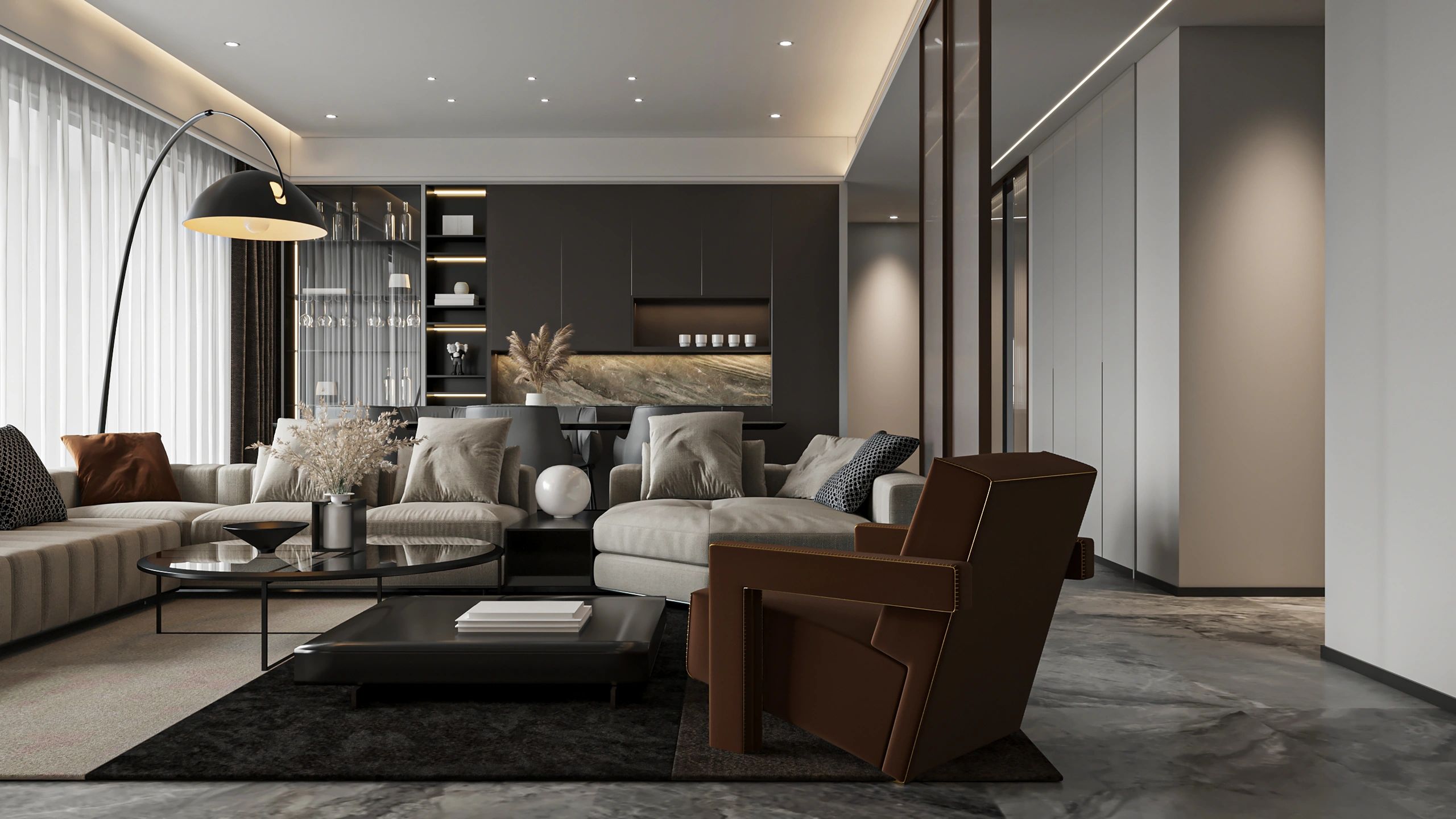 Modern staged living room for seller call to action
