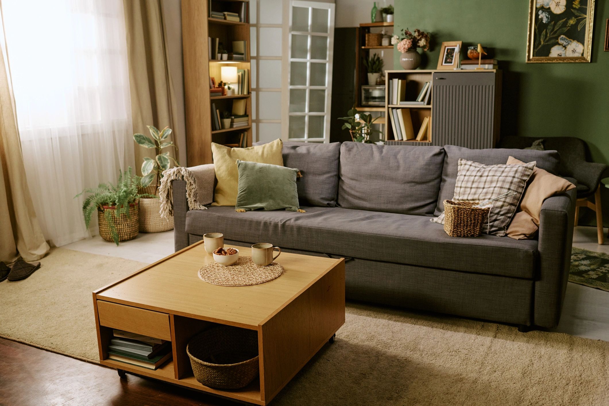 Staged living room prepared for home listing
